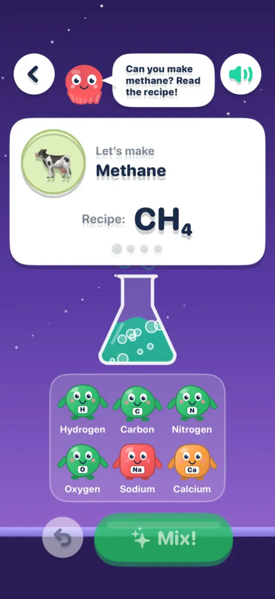 Ryan's Academy: Fizzlings: mix atoms, make methane