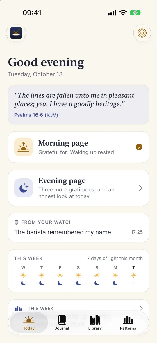 Becoming the Light: Today: a line from your tradition, morning and evening pages