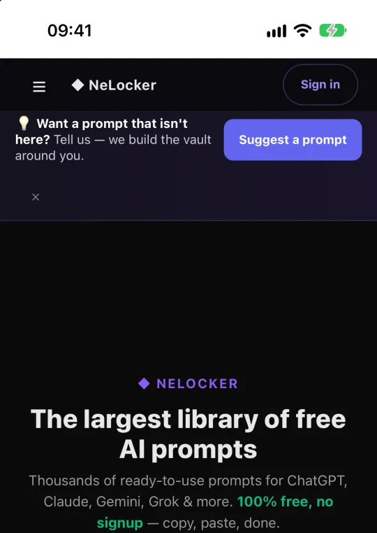 NeLocker: 무료 프롬프트 라이브러리 검색