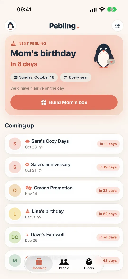 Pebling: Every day coming up