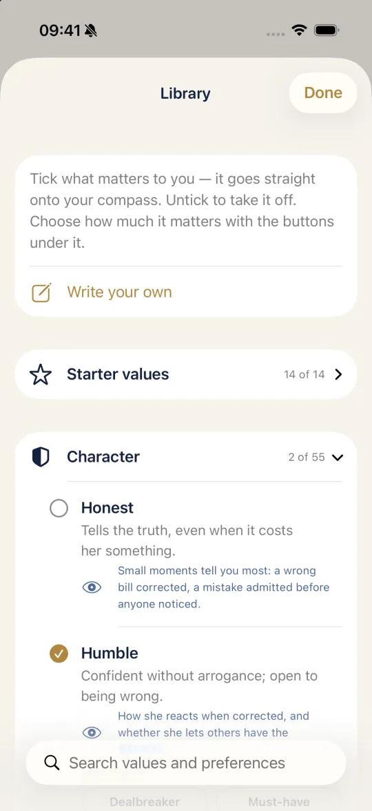 Truno: A library of values, each with its own guide