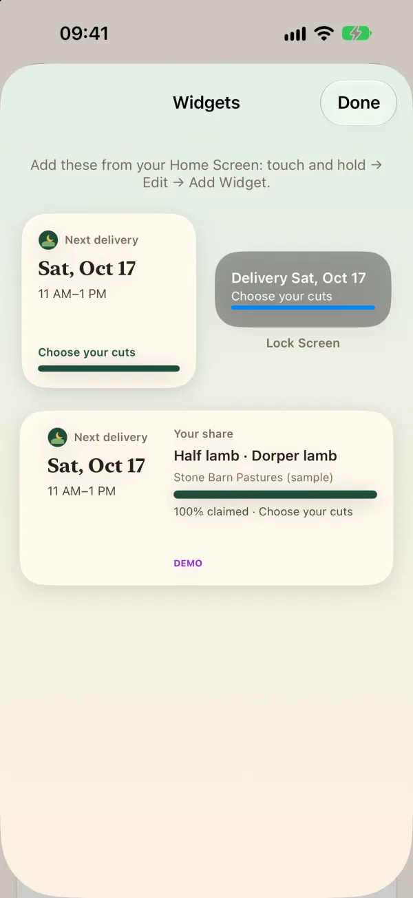 Halal Farm to Table widgets